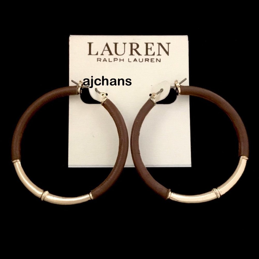 Lauren Ralph Lauren Leather Hoop Earrings